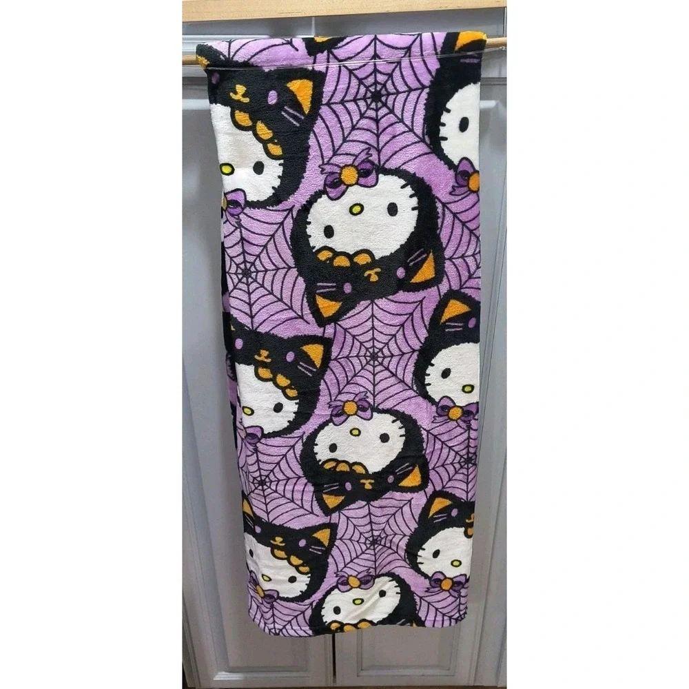 Hello Kitty Halloween Spider Web Black Cat Silk Touch Throw Blanket 50x70 Sanrio